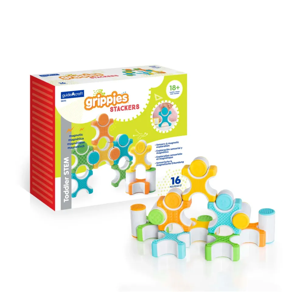 Guidecraft Grippies Stackers magneetspeelgoed 16-delig stapelen