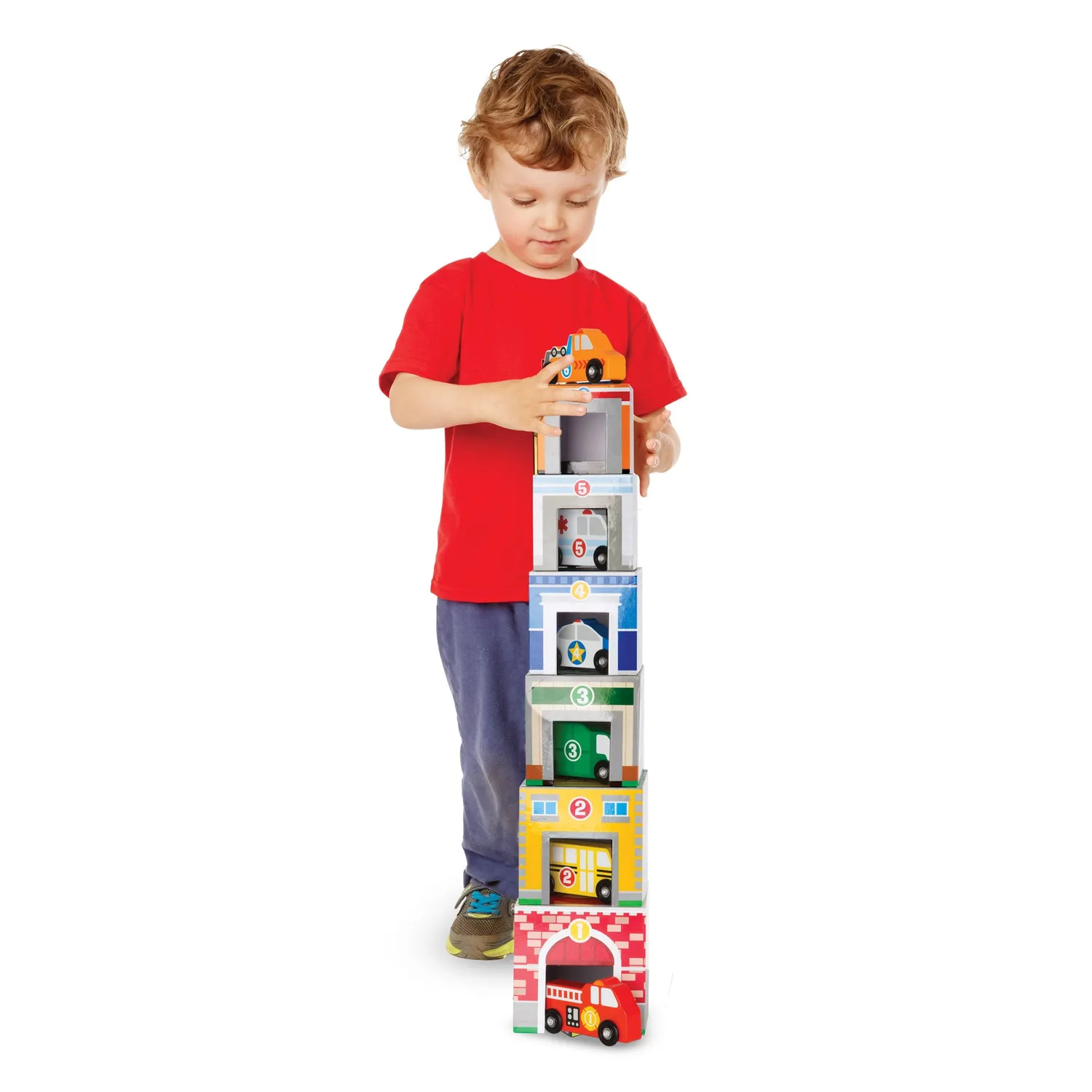 Melissa & Doug Nesting Sorting stapelblokken 6 voertuigen hout