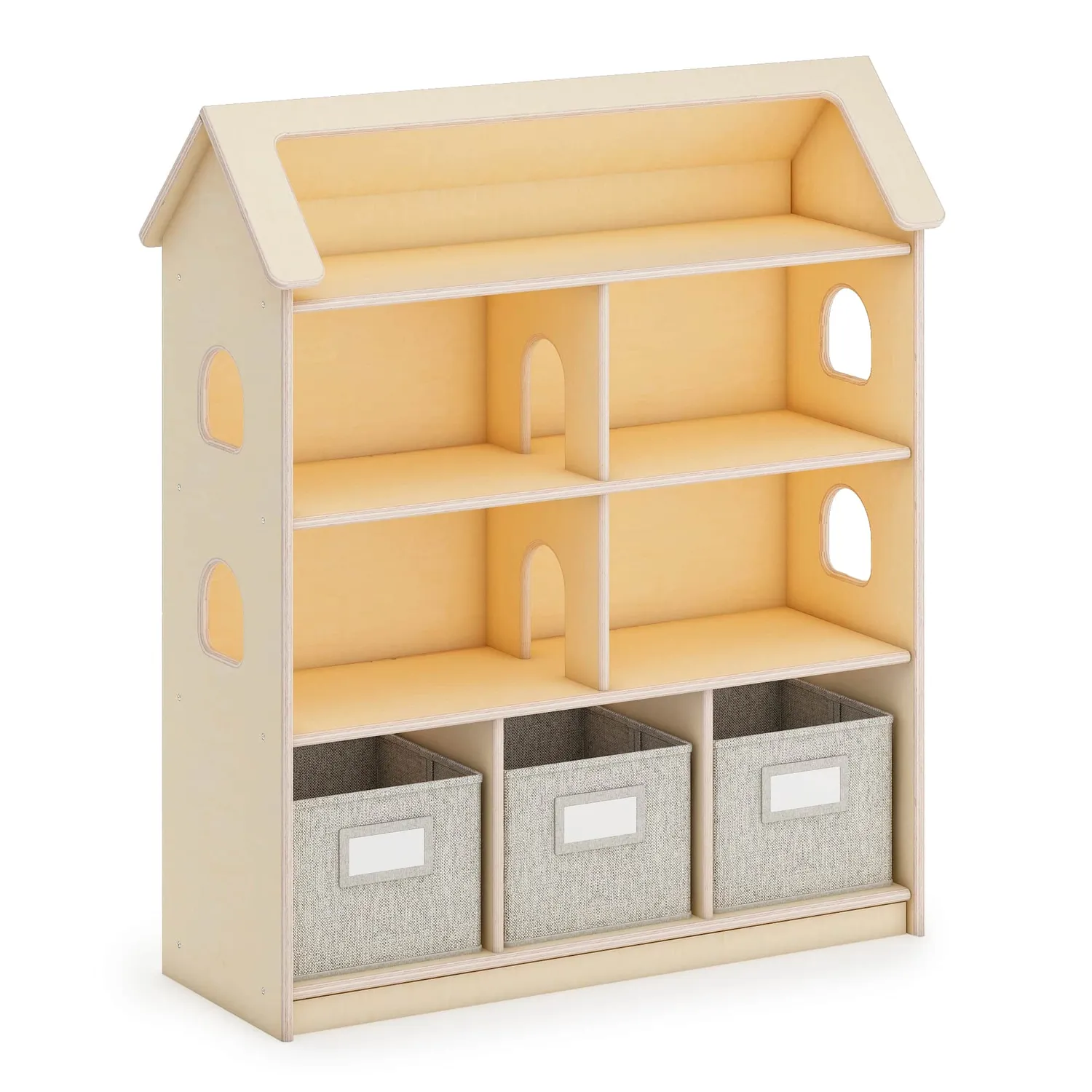 Guidecraft EdQ poppenhuis boekenkast wit met bakken