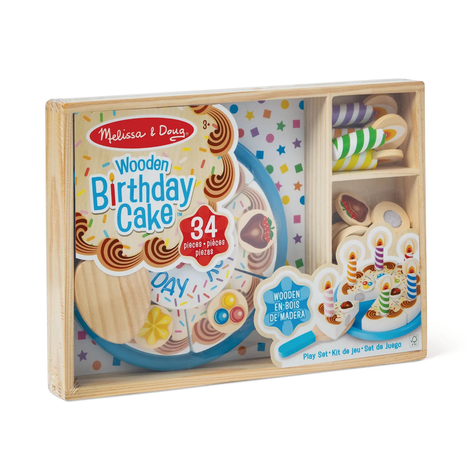 Melissa & Doug houten verjaardagstaart speelset 34-delig