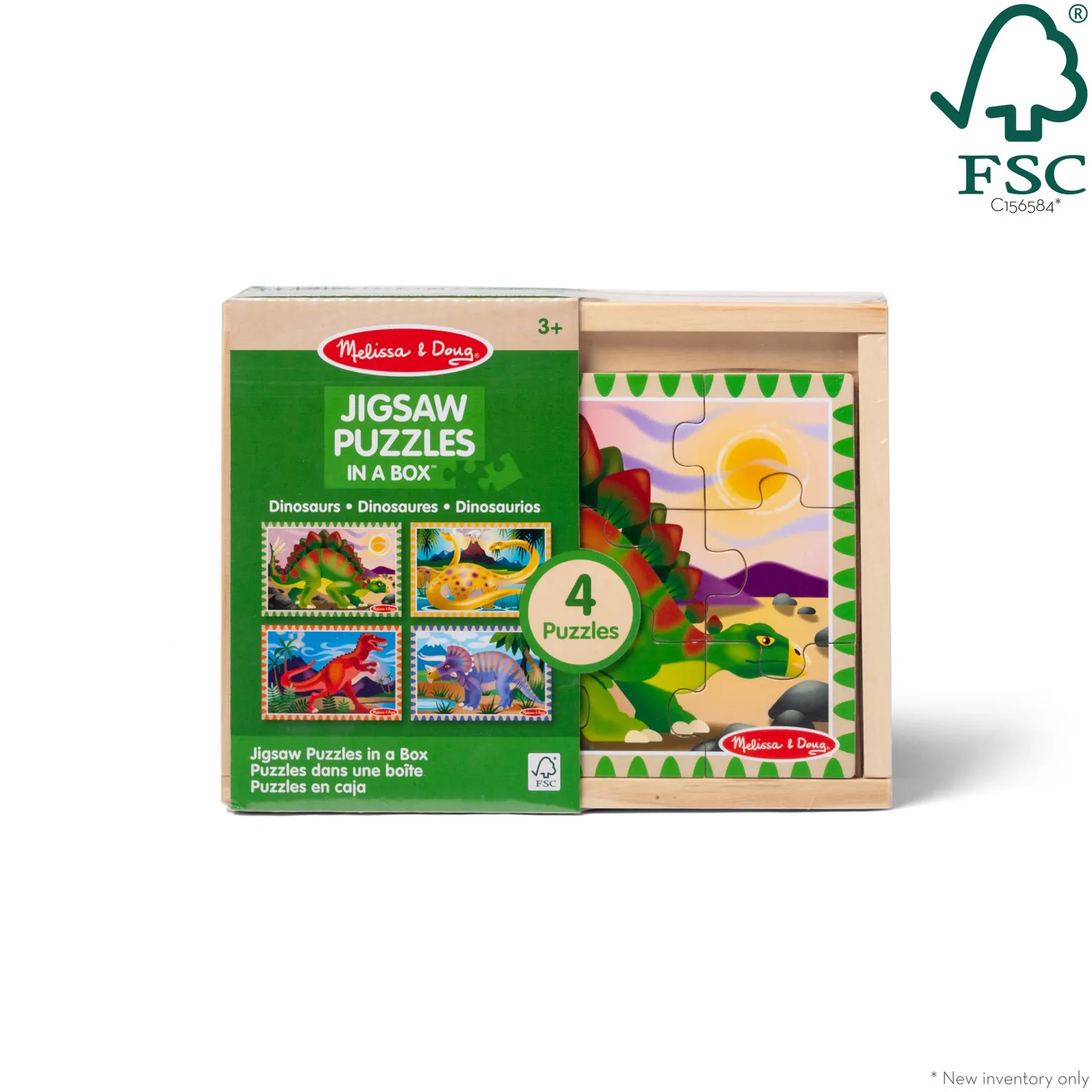 Melissa & Doug Puzzles in a Box Dinosaurs houten puzzel 4-in-1