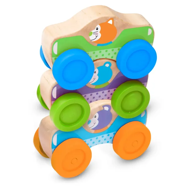 Melissa & Doug Wooden Animal houten stapelauto’s 3 stuks