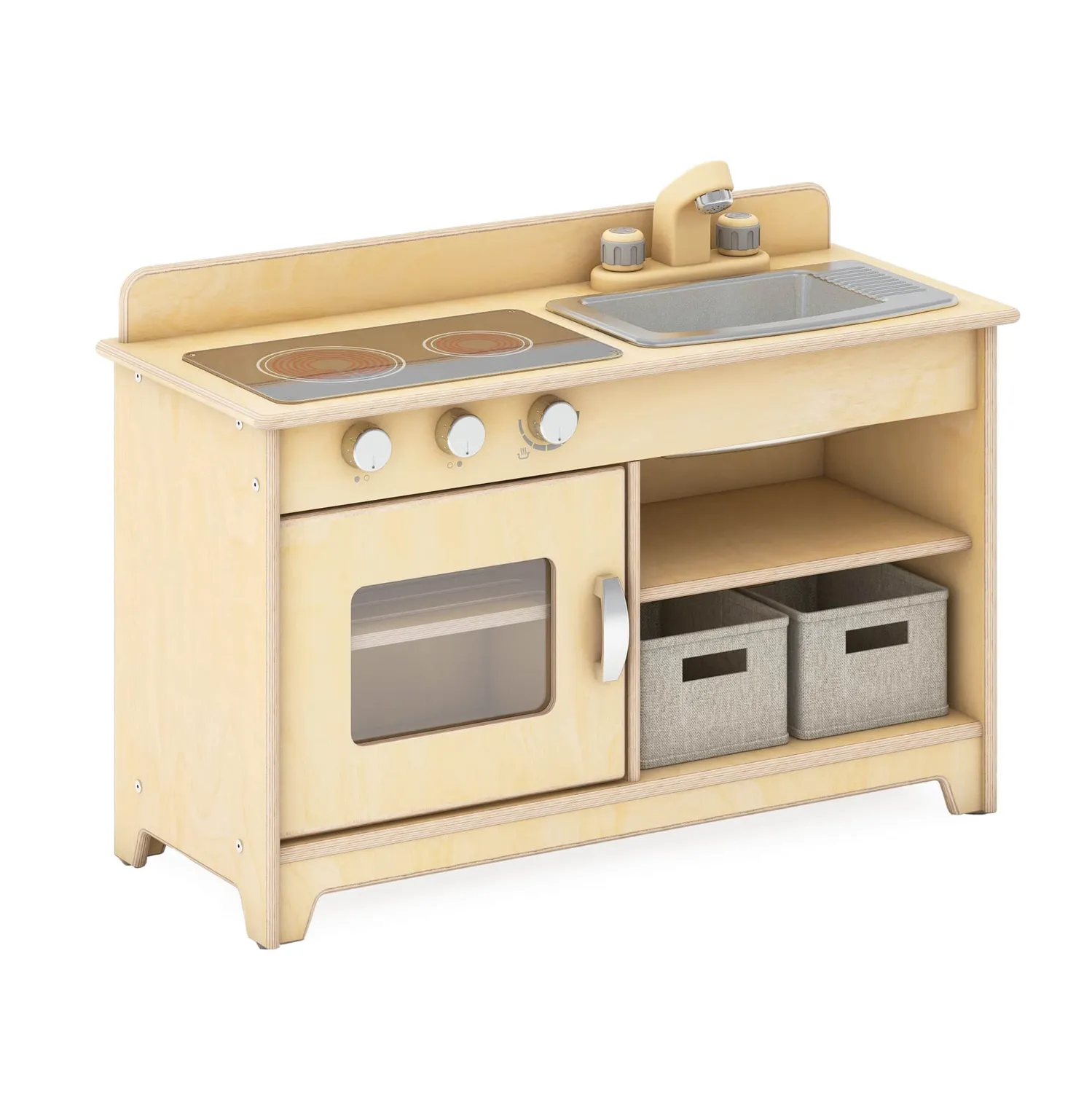 Guidecraft EdQ fornuis speelkeuken wit met spoelbak en oven