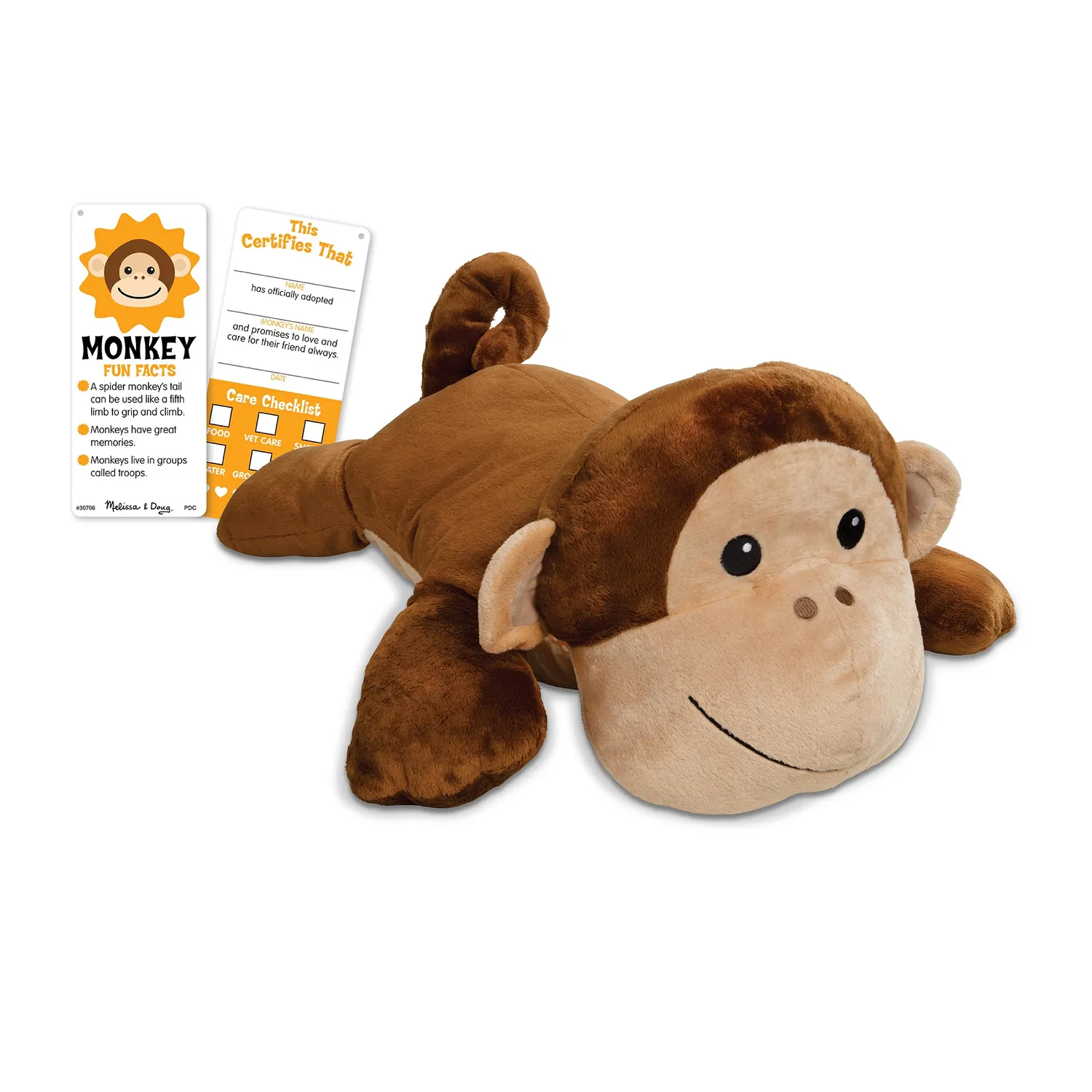 Melissa & Doug Cuddle Monkey Jumbo knuffel bruin 70 cm