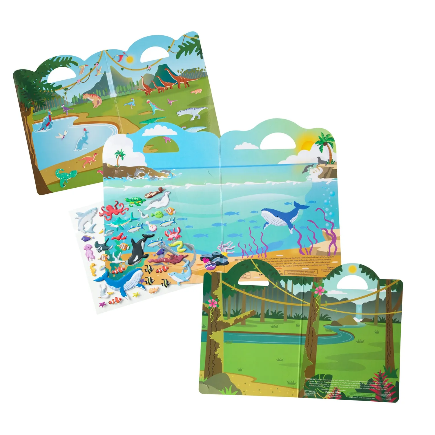 Melissa & Doug Puffy Sticker Play Set 3-pack safari dino oceaan