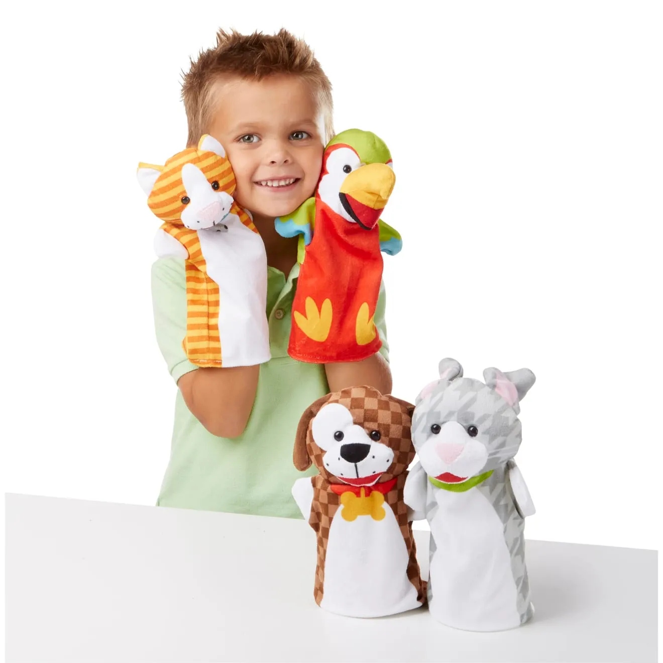 Melissa & Doug Playful Pets handpoppen set 4 stuks