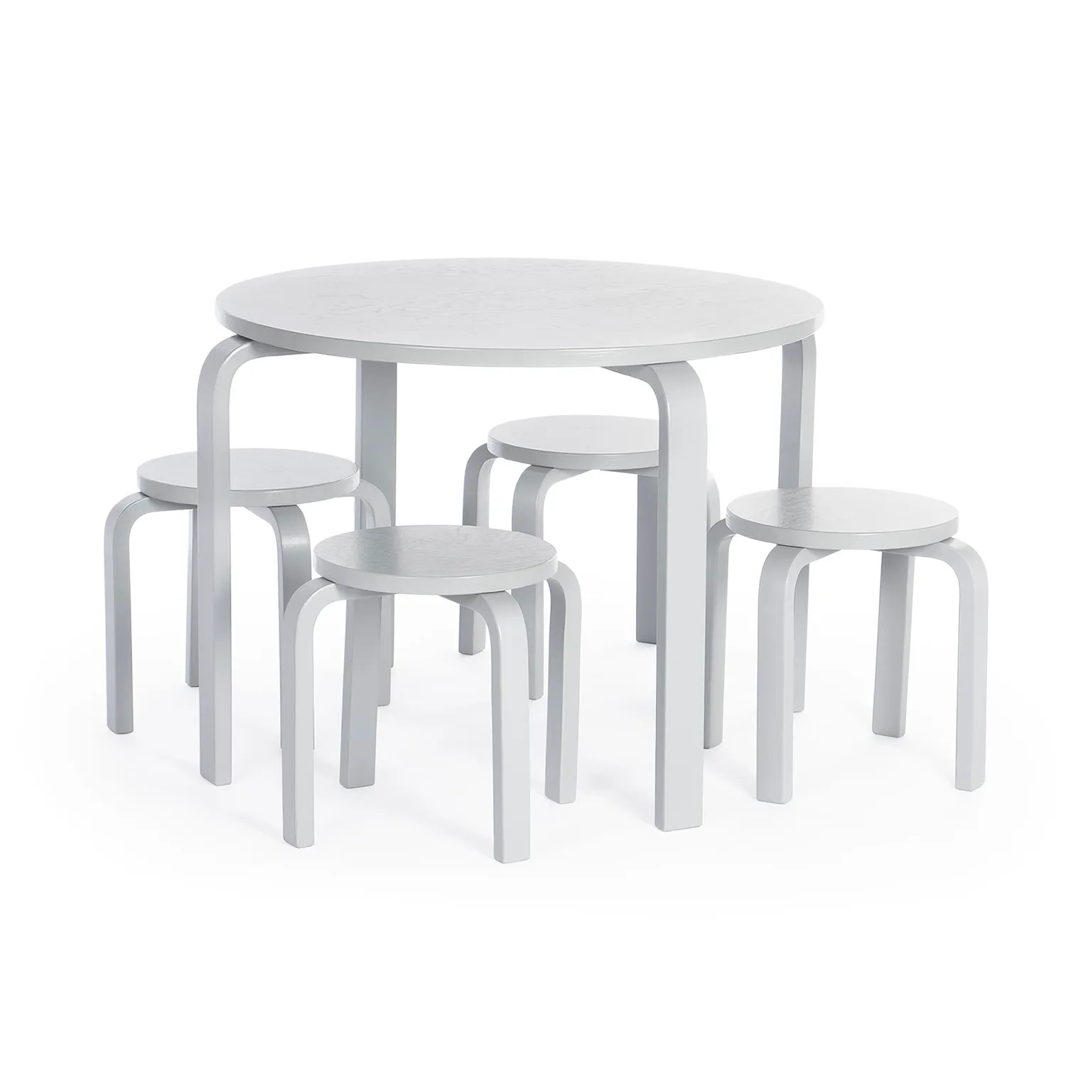 Guidecraft Nordic Peuter Tafel met Krukken Set Grijs Stapelbaar