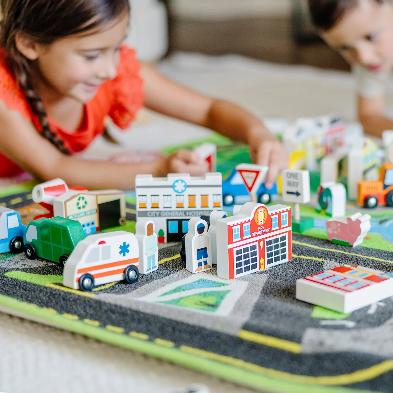 Melissa & Doug Deluxe Road Rug speelkleed 49-delig met autos