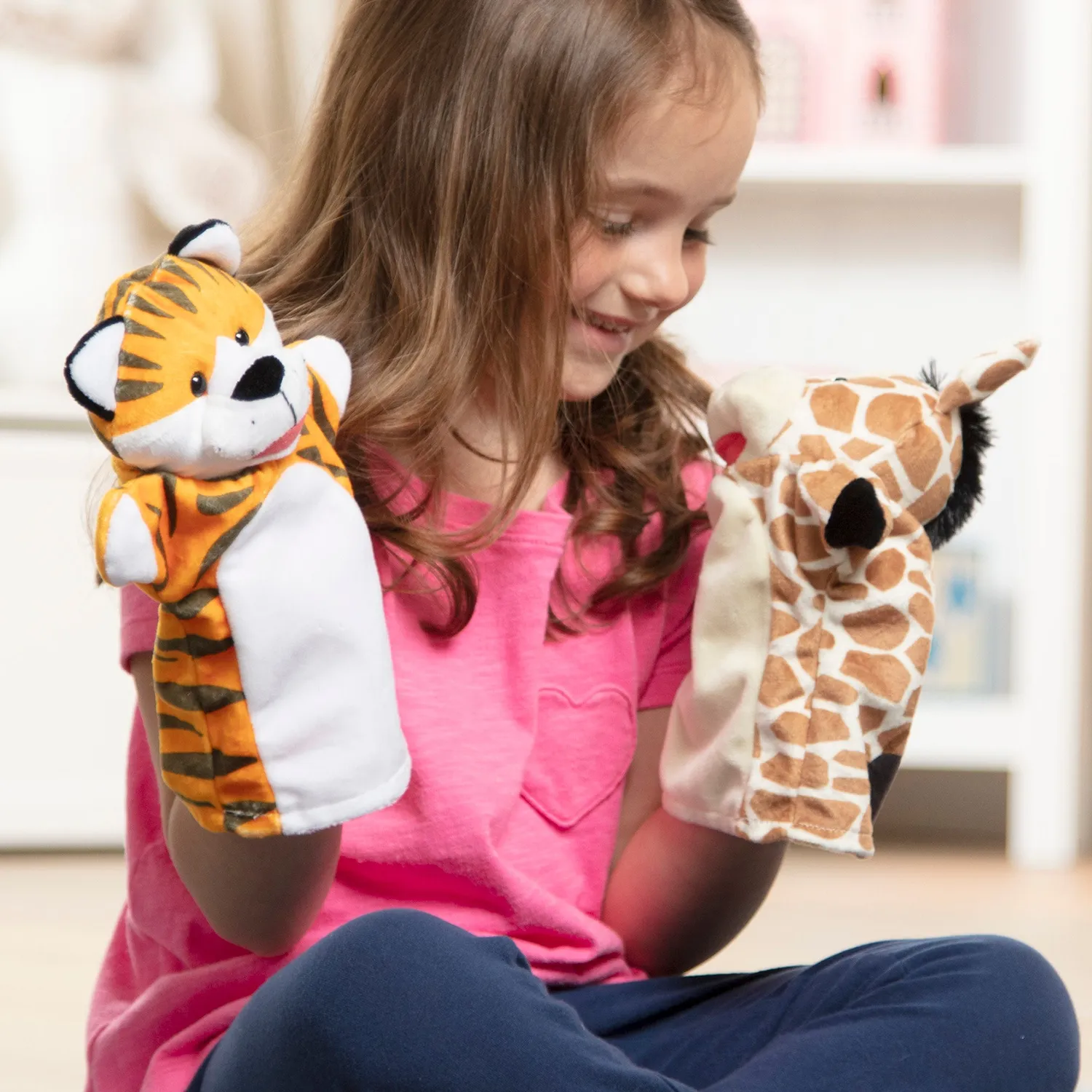 Melissa & Doug Zoo Friends handpoppen 4 stuks wasbaar