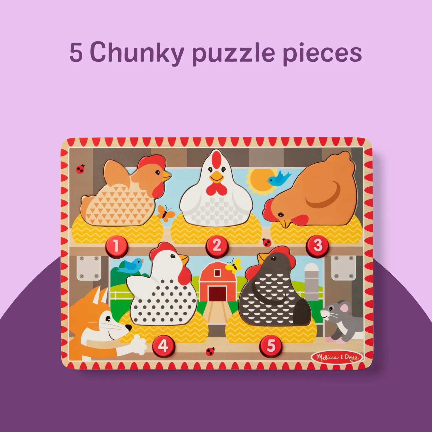 Melissa & Doug Happy Hens puzzel drukknop 2-3 jaar tellen