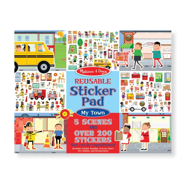 Melissa & Doug My Town herbruikbare stickerpad 200 stickers