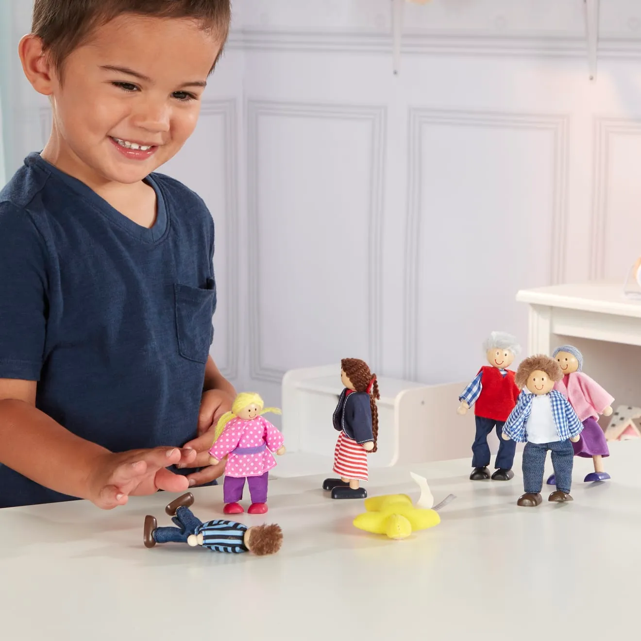 Melissa & Doug houten poppenfamilie 7 poppetjes beweegbaar