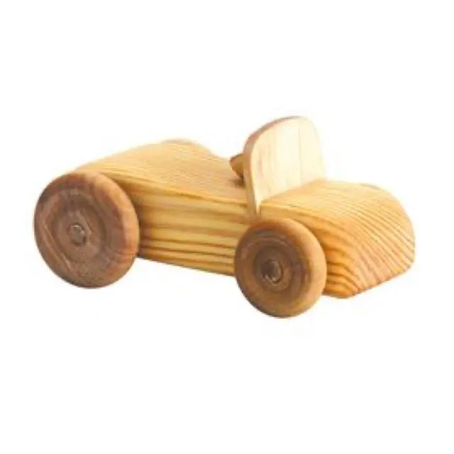Ginger Fairy kleine cabrio houten auto beukenhout 10,5 cm