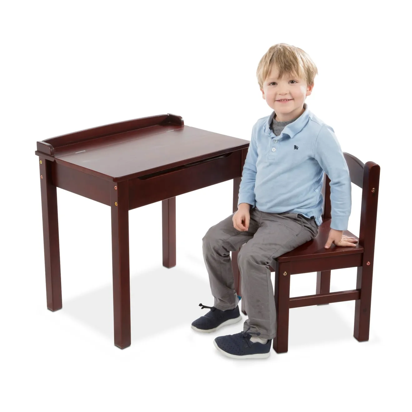Melissa & Doug Child's Lift-Top kinderbureau espresso met stoel