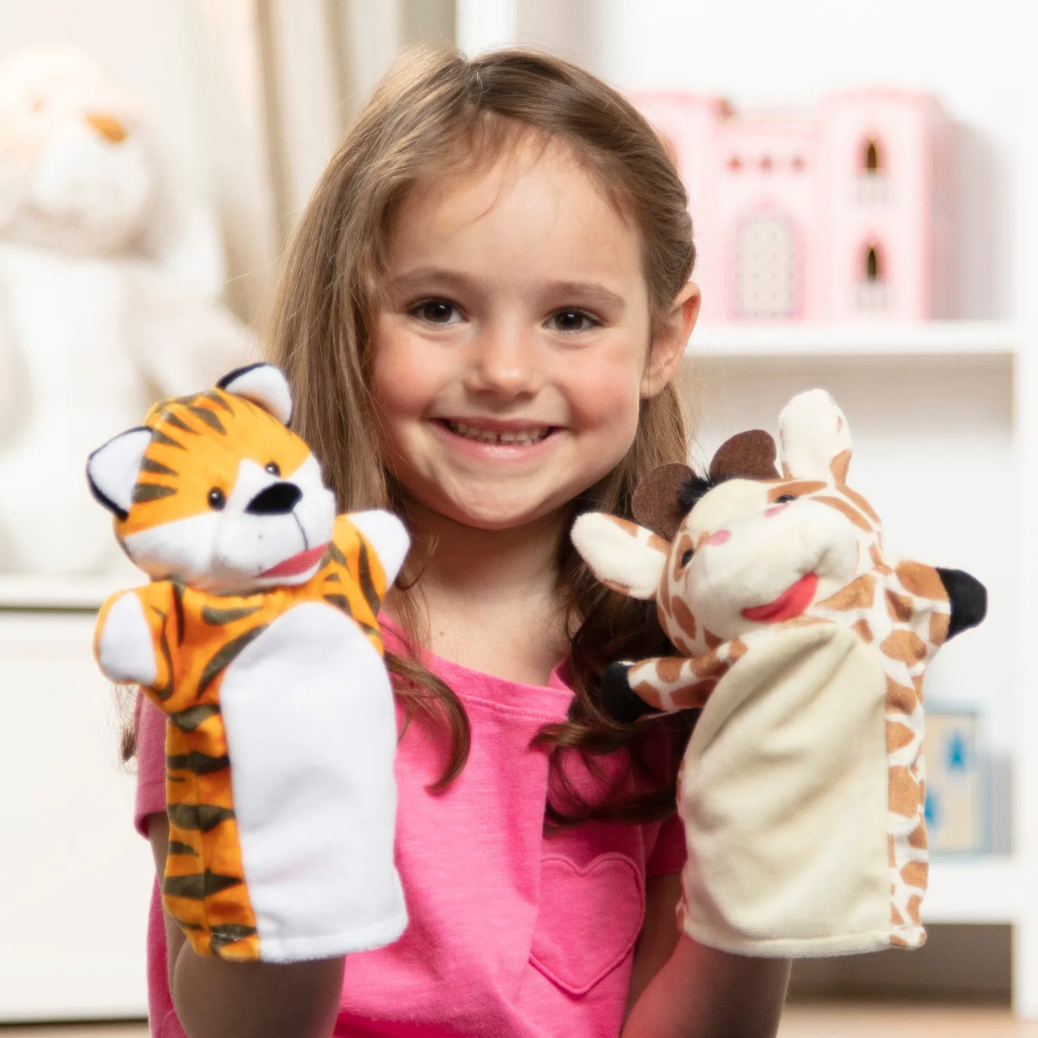 Melissa & Doug Zoo Friends handpoppen 4 stuks wasbaar