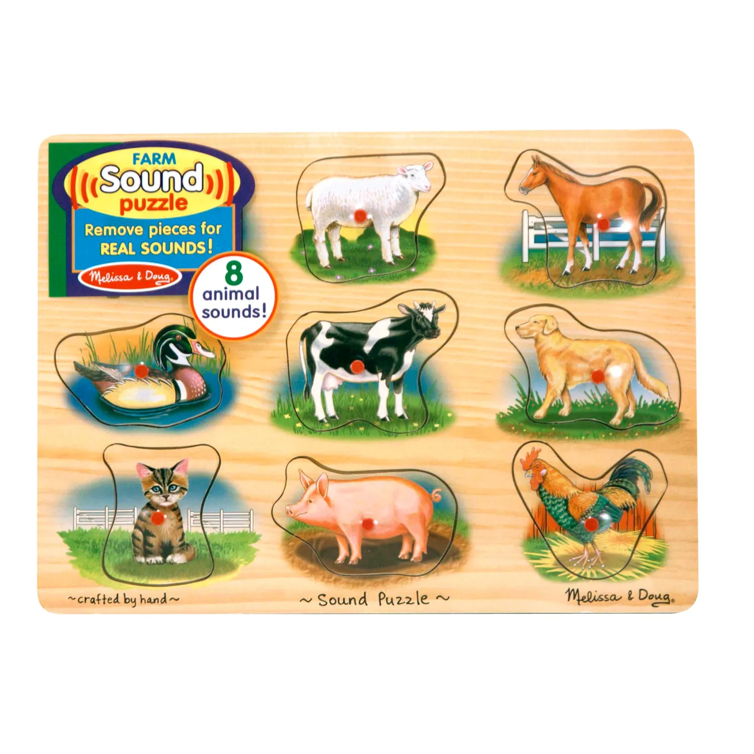 Melissa & Doug Farm houten geluidspuzzel 8 stukjes 2+ jaar