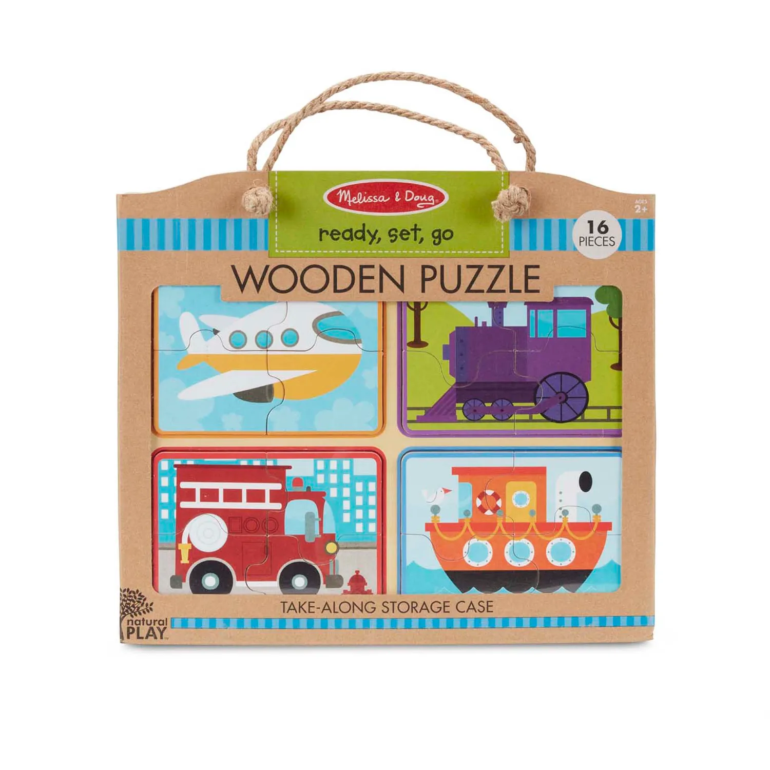 Melissa & Doug Natural Play Ready Set Go houten puzzel