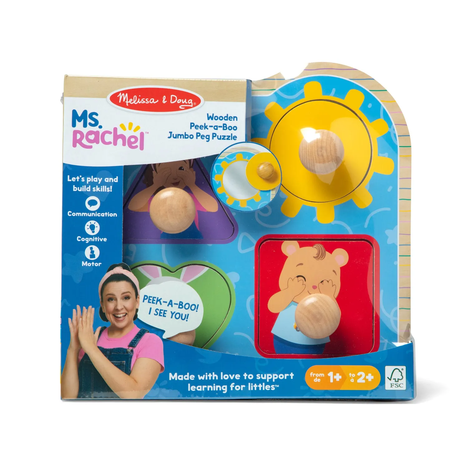 Melissa & Doug Ms Rachel Peek-a-Boo puzzel 4 stuks houten
