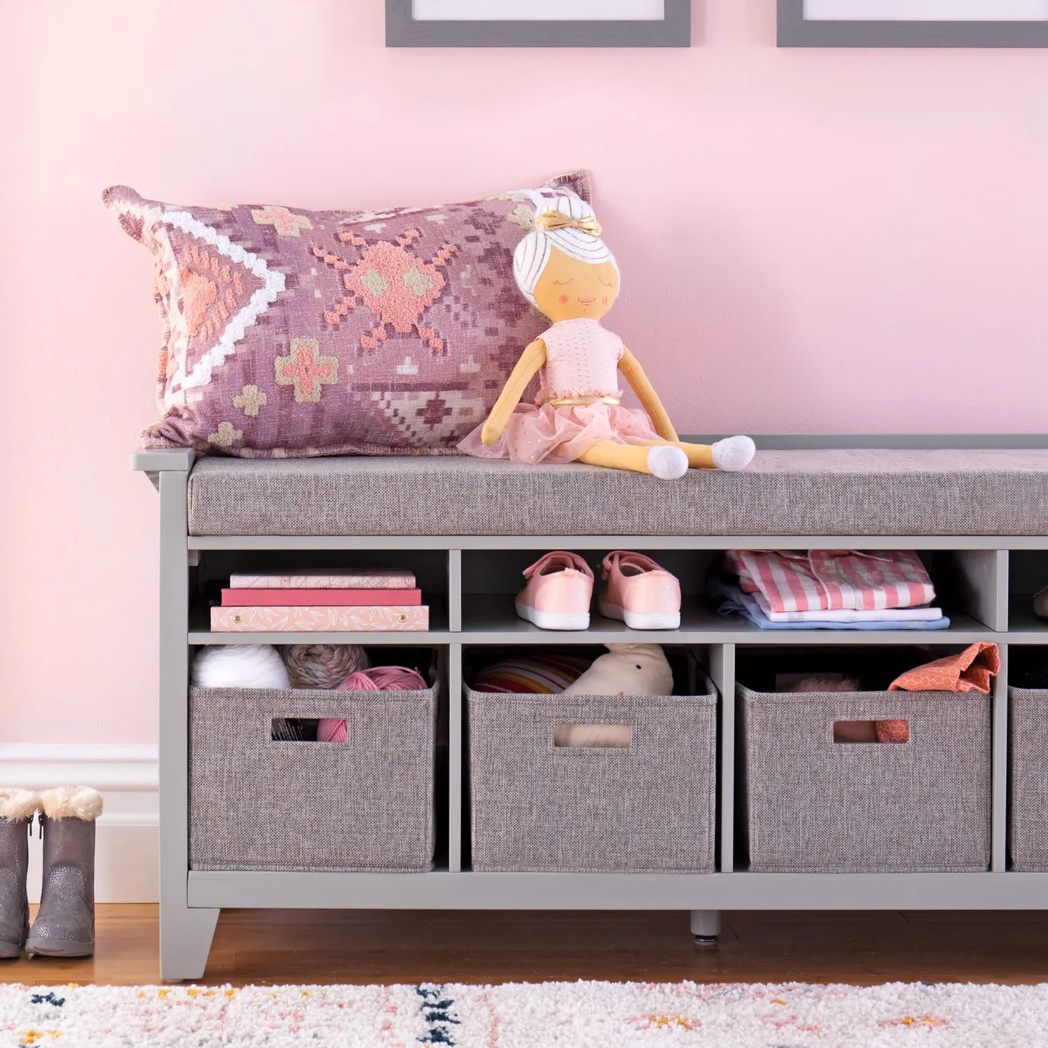 Guidecraft Martha Stewart Kids Storage Bench opbergbank met kussen