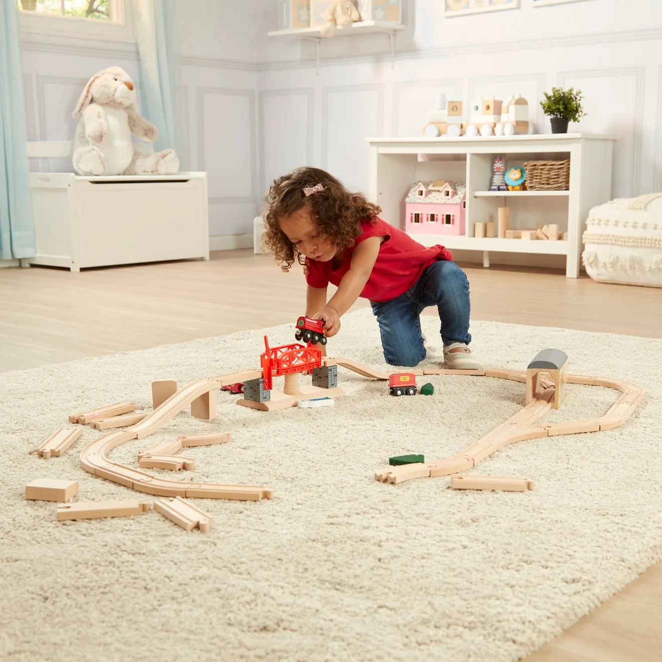 Melissa & Doug Swivel Bridge Houten Treinset 47-delig