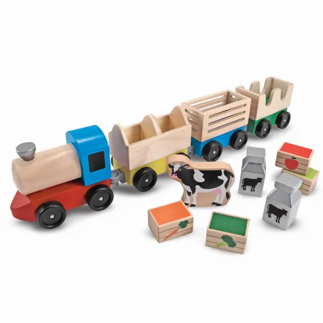 Melissa & Doug houten boerderijtrein speelgoedtrein