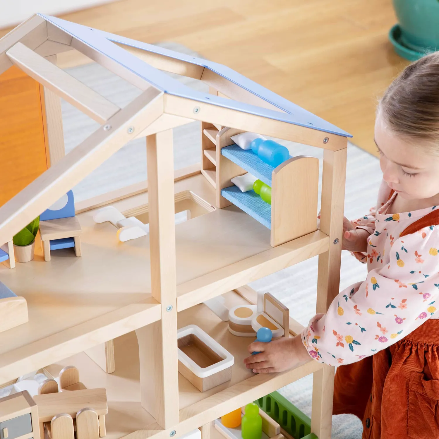 Guidecraft Modern Home Dollhouse poppenhuis hout 3 etages