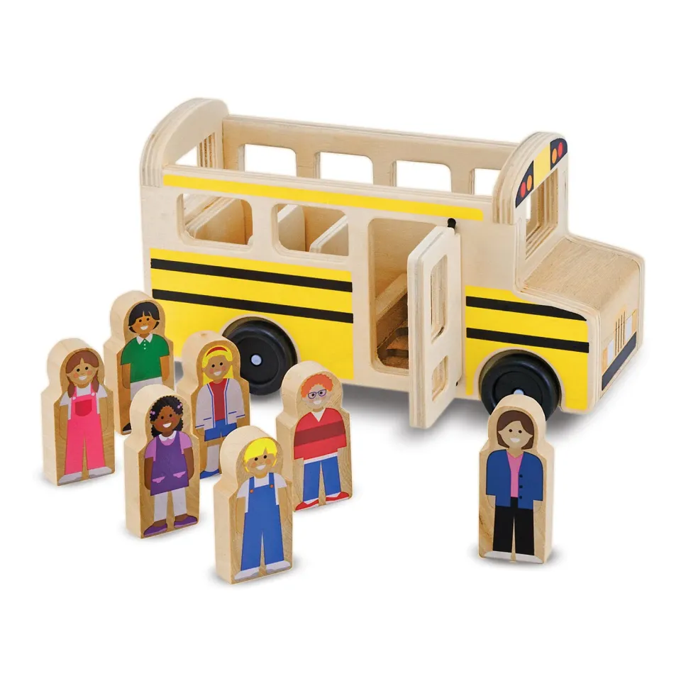Melissa & Doug Wooden School Bus speelbus 8-delig hout