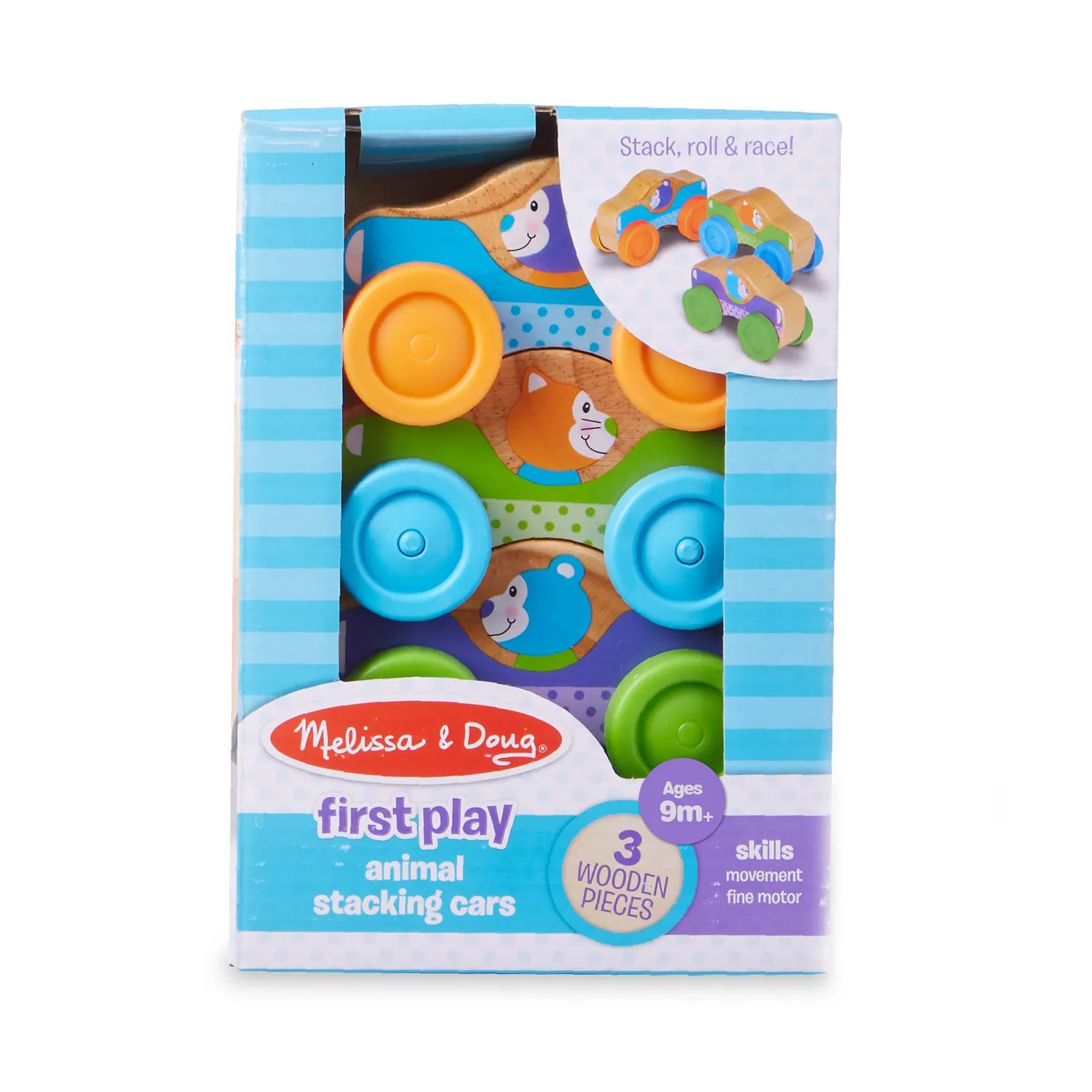 Melissa & Doug Wooden Animal houten stapelauto’s 3 stuks
