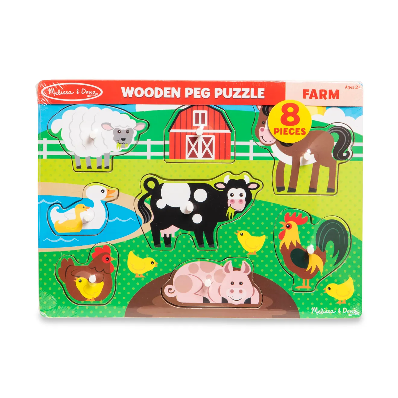 Melissa & Doug Farm Peg Puzzle houten puzzel 8 stukjes boerderij