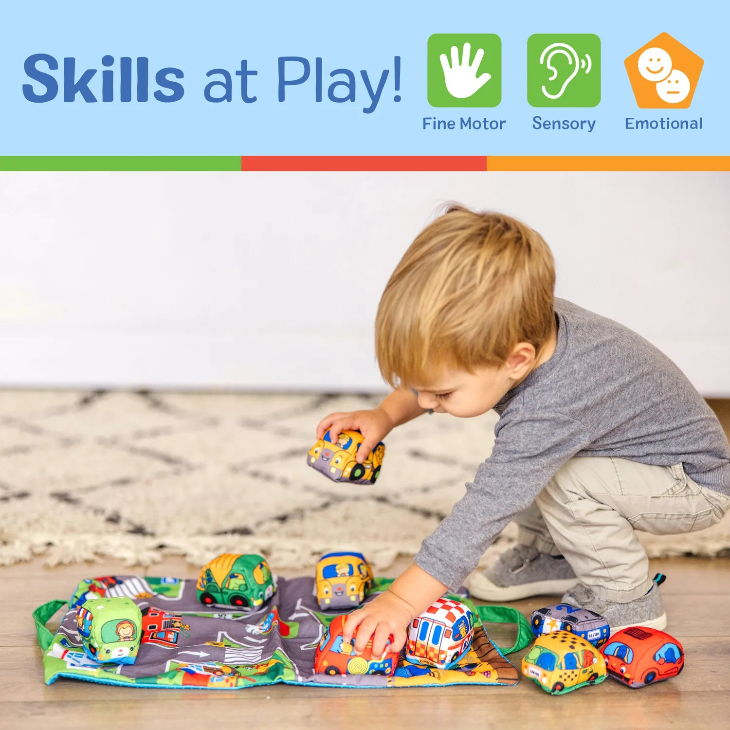 Melissa & Doug Take-Along Town speelkleed met 9 voertuigen
