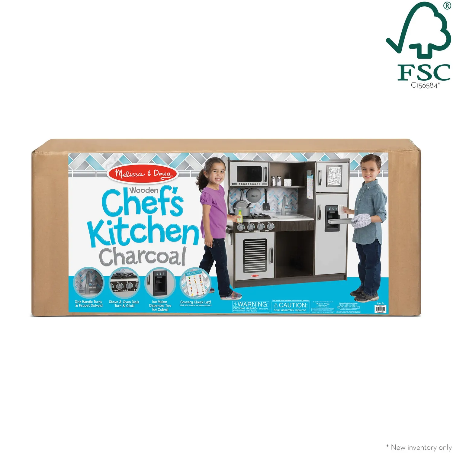 Melissa & Doug houten speelkeuken charcoal 1 meter groot