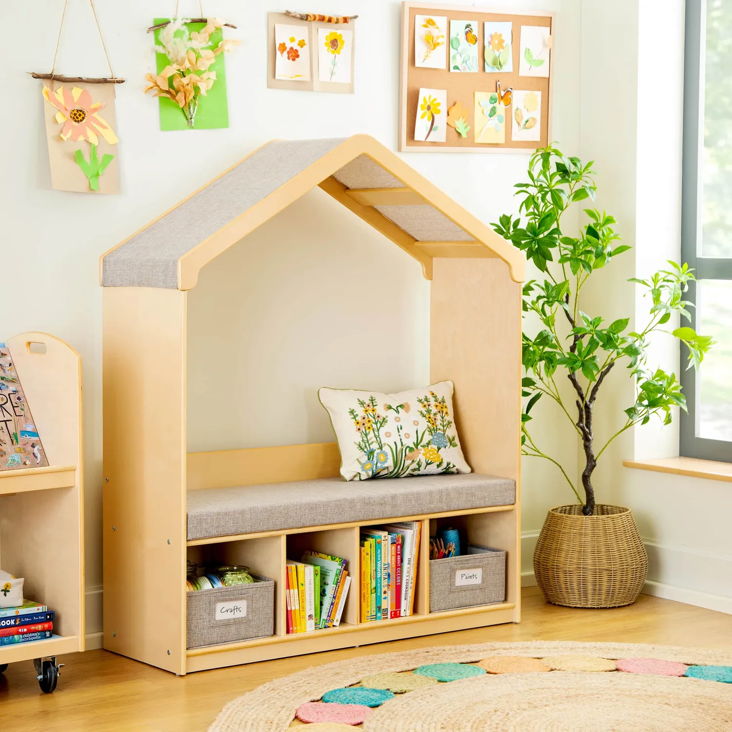 EdQ Reading Nook with Storage leeshoek wit 4 vakken zitbank