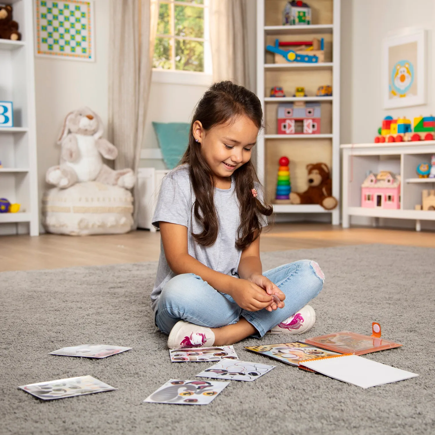 Melissa & Doug Make-a-Face stickerboek 3-pack dieren
