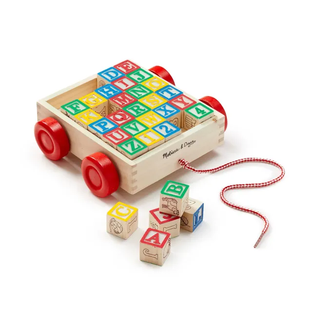 Melissa & Doug Classic ABC Block Cart blokkenkar 30 st hout