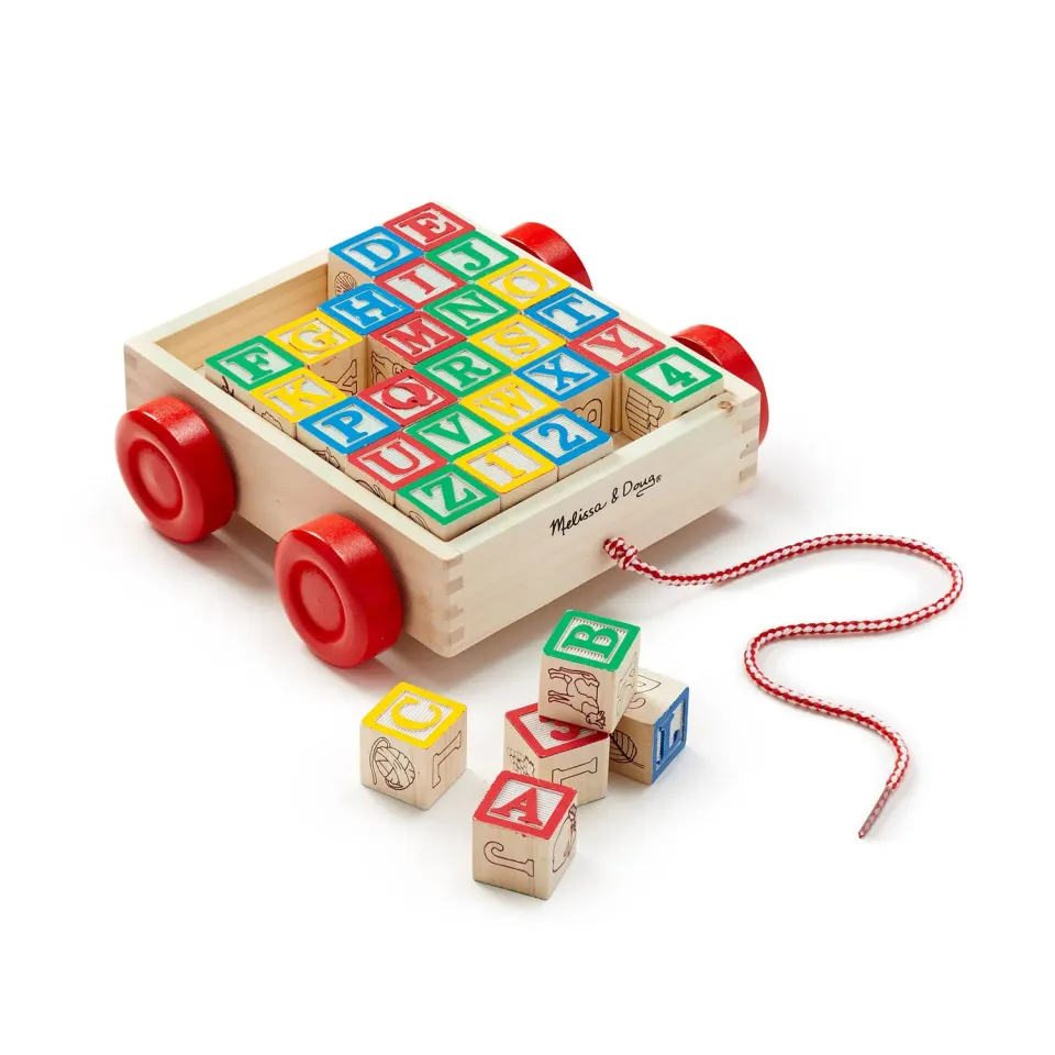 Melissa & Doug Classic ABC Block Cart blokkenkar 30 st hout