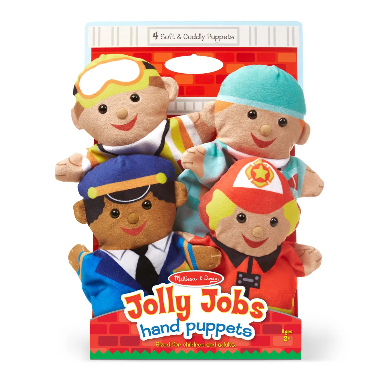 Melissa & Doug Jolly Helpers handpoppen set 4 stuks beroepen