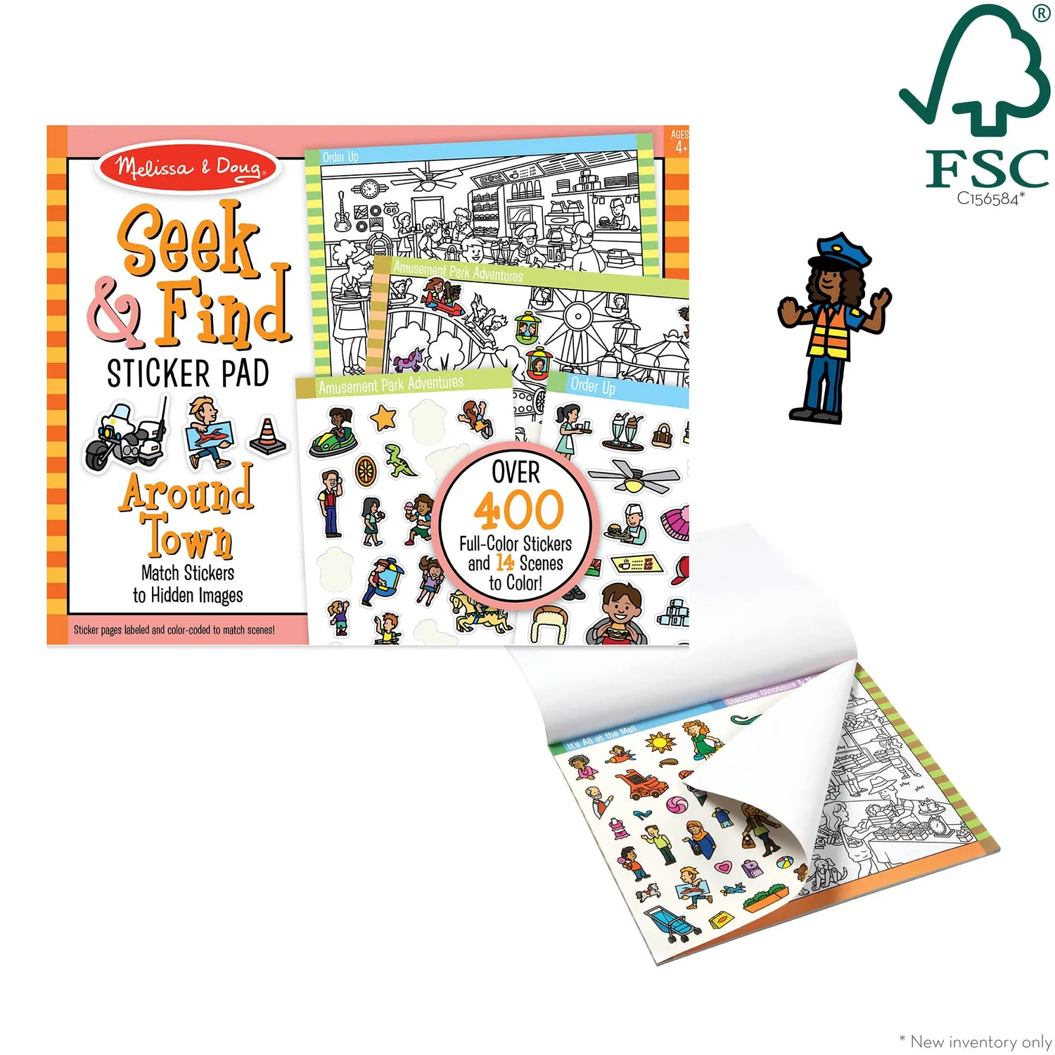 Melissa & Doug Seek & Find Around Town stickerblok 400 stickers