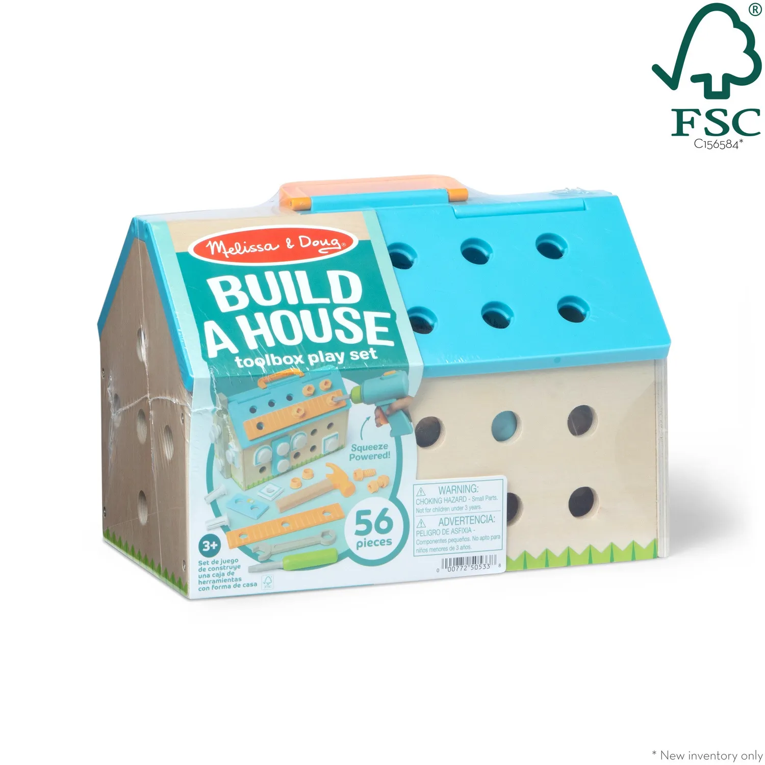 Melissa & Doug Build A House gereedschapskist 55-delig houten