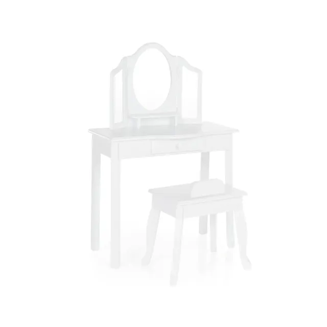 Guidecraft Kids Vanity kaptafel met kruk wit spiegel