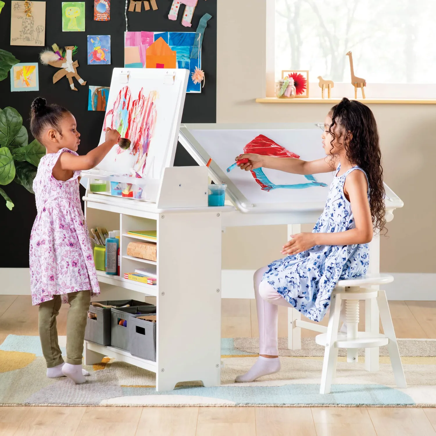 Guidecraft Design Studio 3-in-1 houten tekentafel met kruk