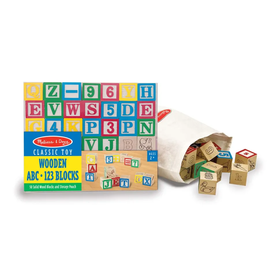 Melissa & Doug Wooden ABC/123 Blocks blokken 50 stuks hout