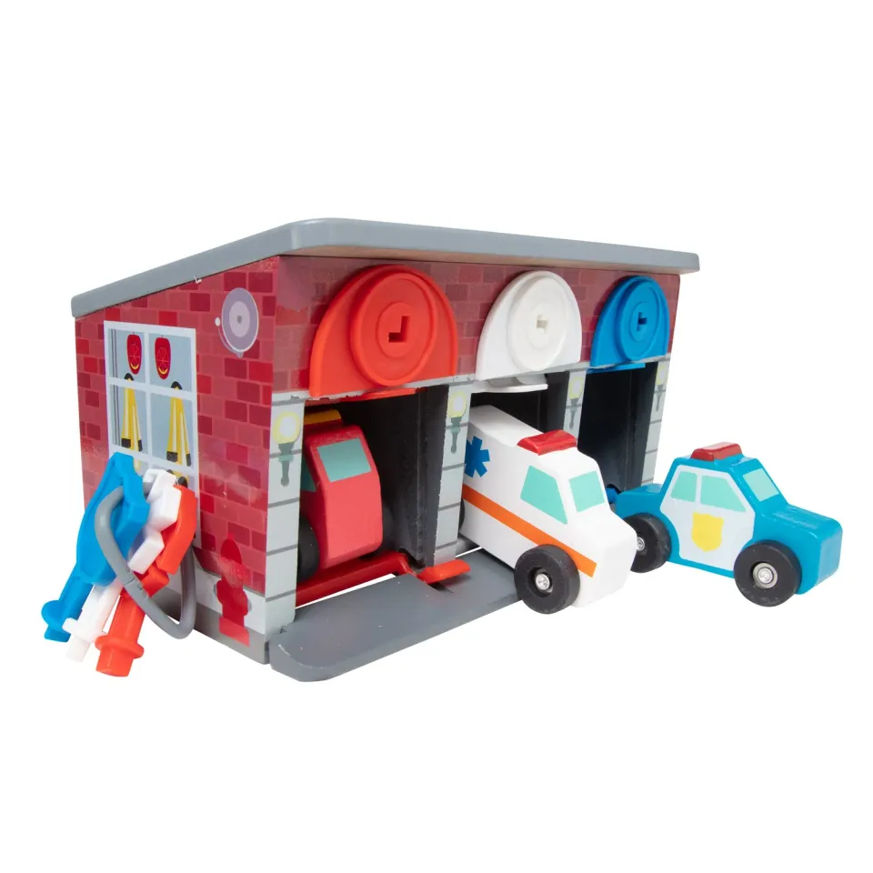 Melissa & Doug Keys Cars Rescue Garage speelgoedgarage 3 autos
