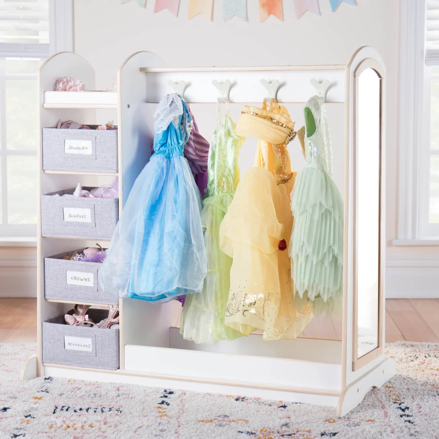 Guidecraft EdQ Dress Up verkleedkast met bakken wit