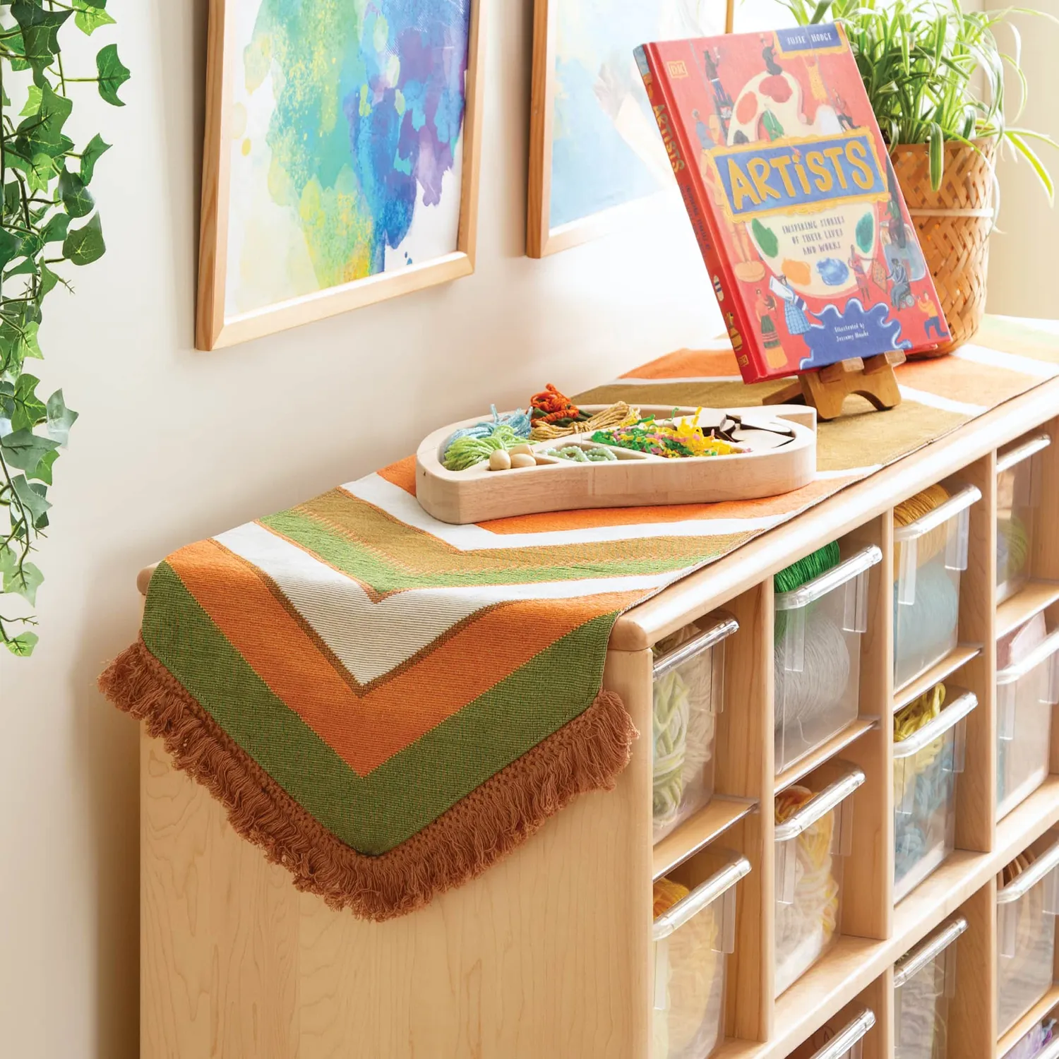 Guidecraft Earth-Toned Decorative Runner loper 163 cm