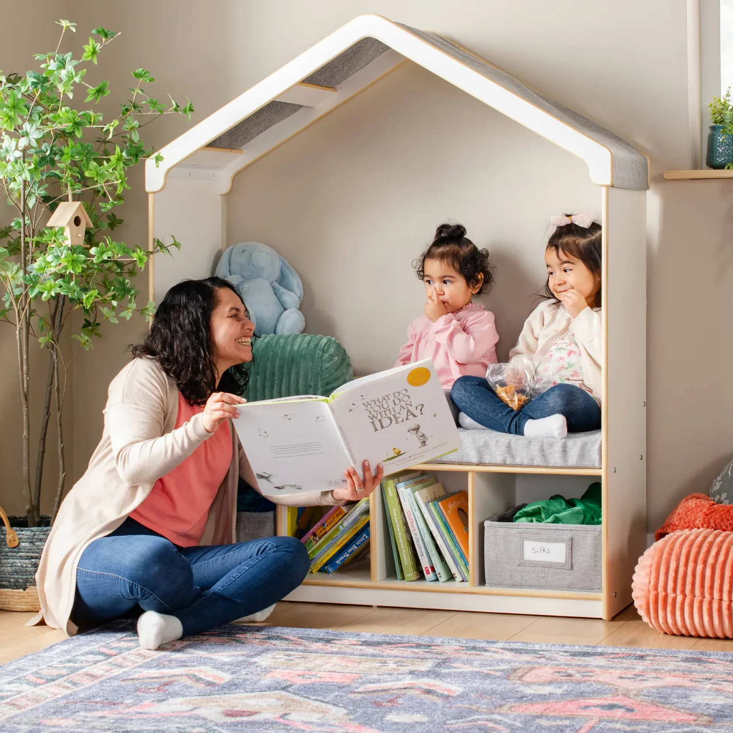 EdQ Reading Nook with Storage leeshoek wit 4 vakken zitbank