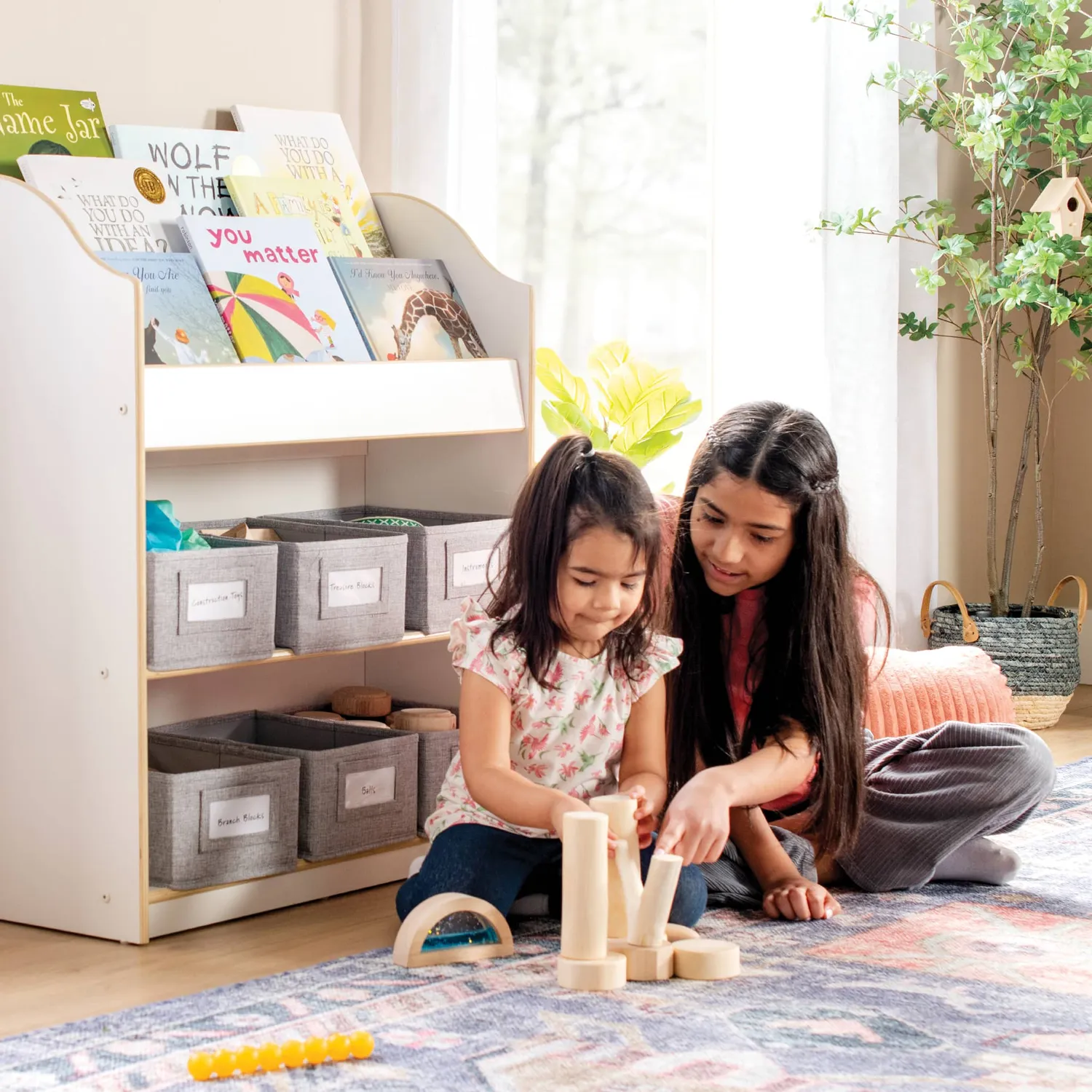 Guidecraft EdQ Book and Bin Browser boekenkast met bakken wit
