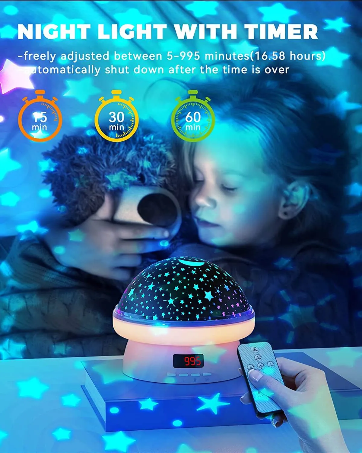 KOKODI Starry Dinosaur nachtlampje projector blauw