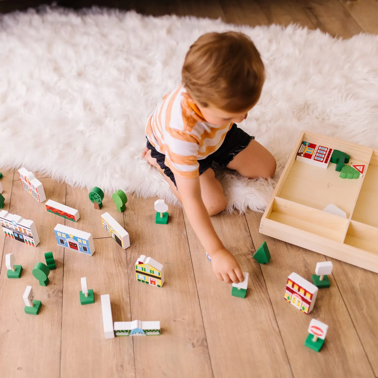 Melissa & Doug Wooden Town houten speelset 32-delig stad