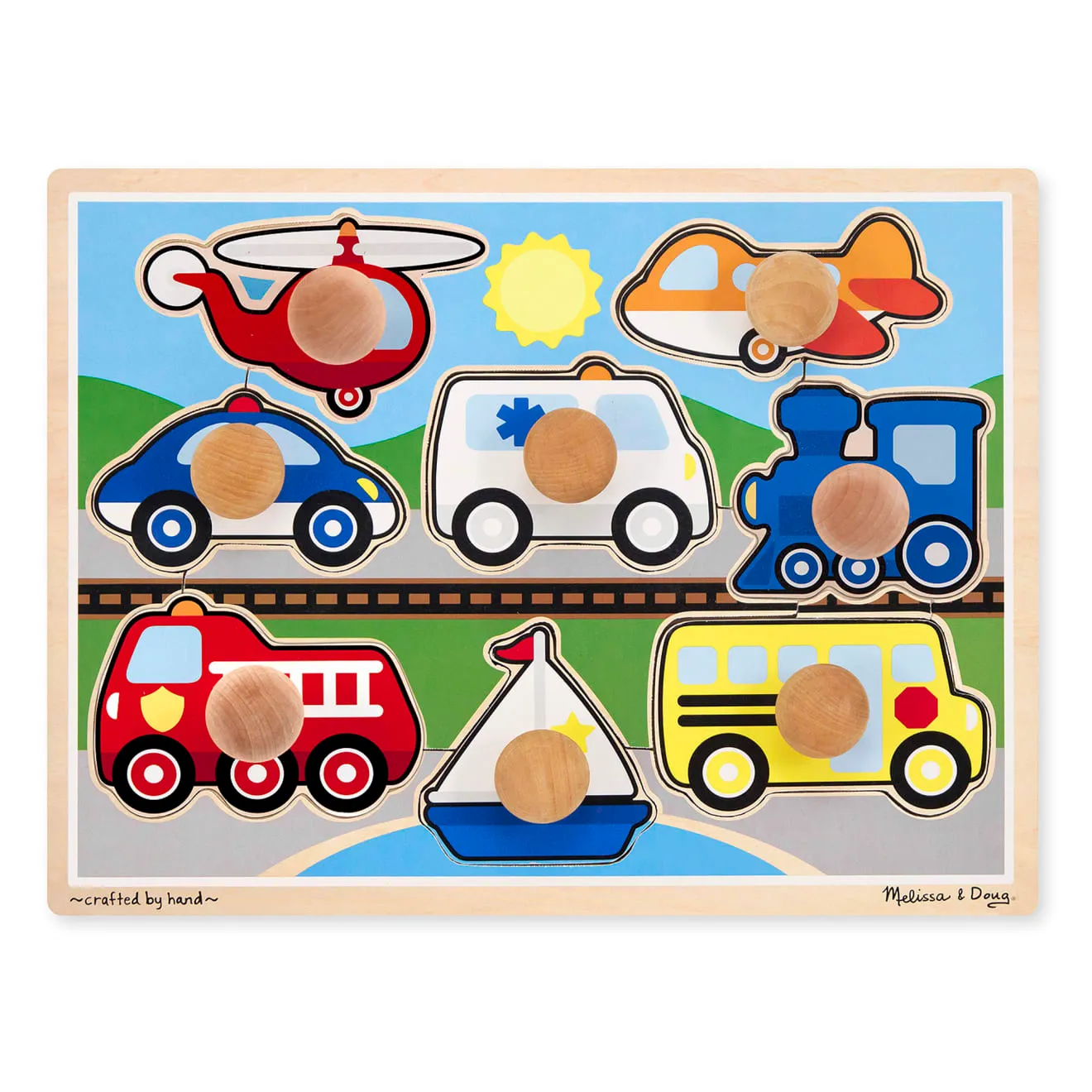 Melissa & Doug Vehicles Jumbo Knob puzzel houten 8 stukjes
