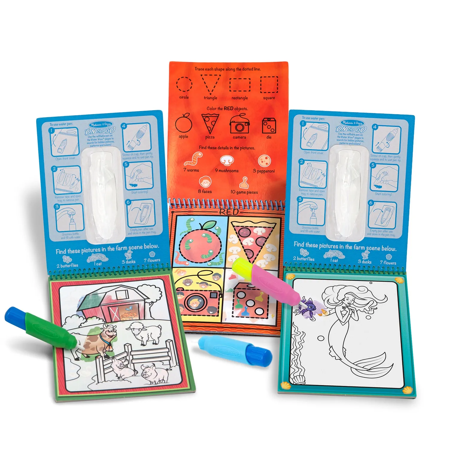 Melissa & Doug Water Wow waterkleurboek 3-pack herbruikbaar